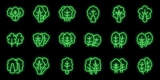 Chard icons set vector neon