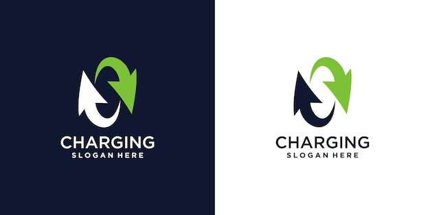 Charging logo design vector with abstract letter S style