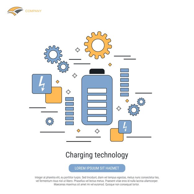 Charging technology flat contour style vector concept illustration