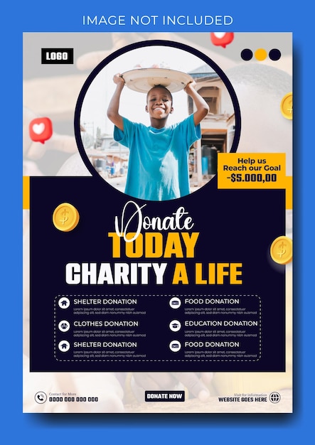 Vector charity ads promotional flyer template design