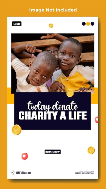 Vector charity ads promotional instagram story template design