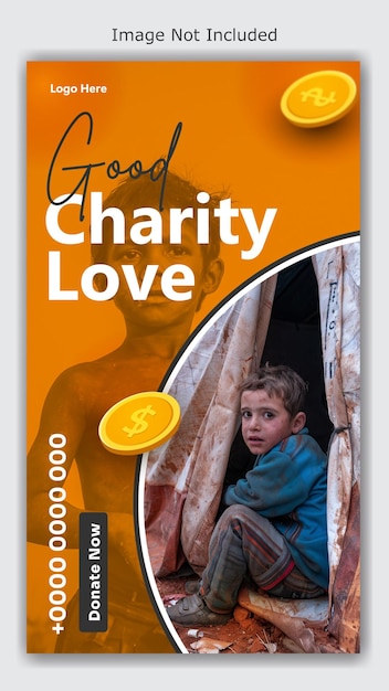 Vector charity ads promotional instagram story template design