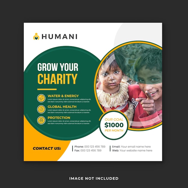 Charity campaign Social media banner and Instagram post