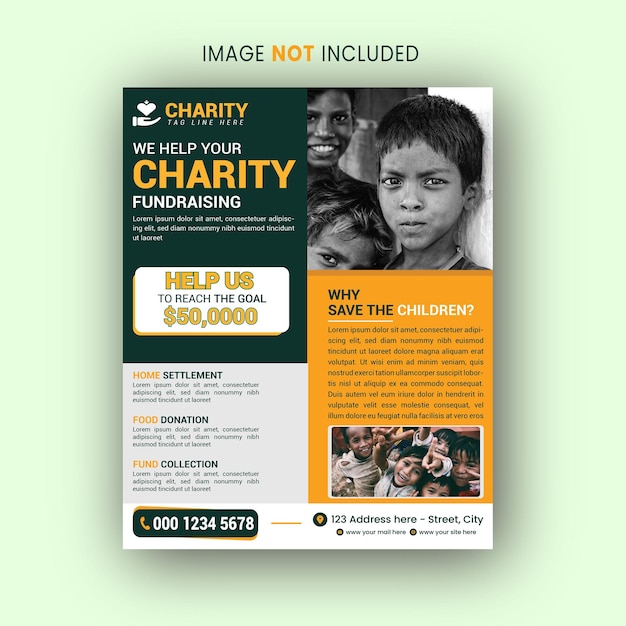 Vector charity and donation flyer template design