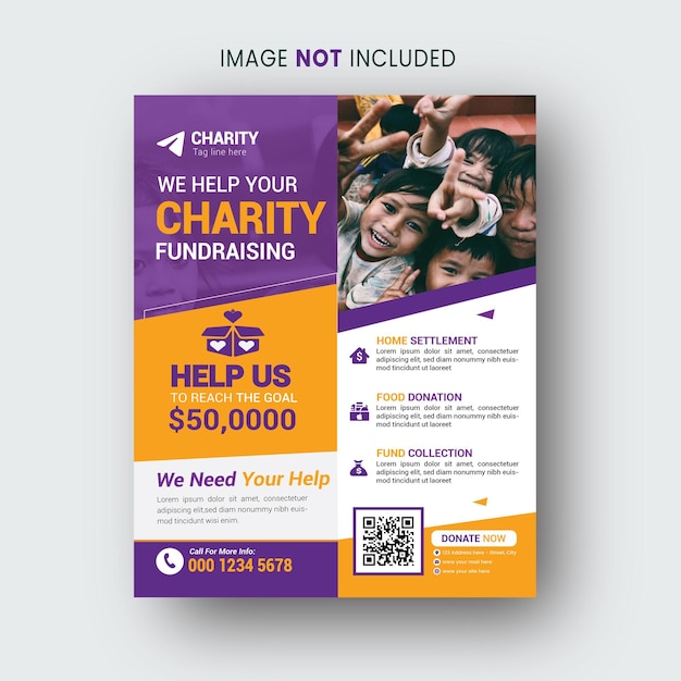 Vector charity and donation flyer template design