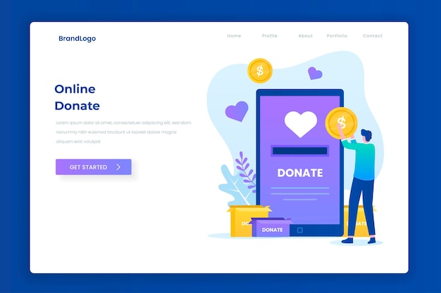 charity donation illustration landing page concept