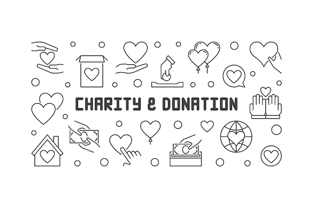 Charity Donation vector concept outline banner