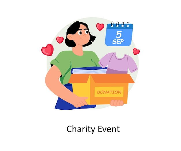 Vector charity event concepts style illustrations stock illustration