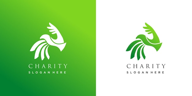 Charity logo with dove and hand concept illustration design vector