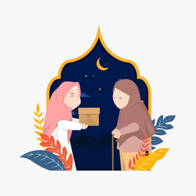 charity muslim character flat illustration