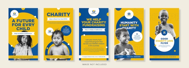 Vector charity social media story donation social media post editable banner