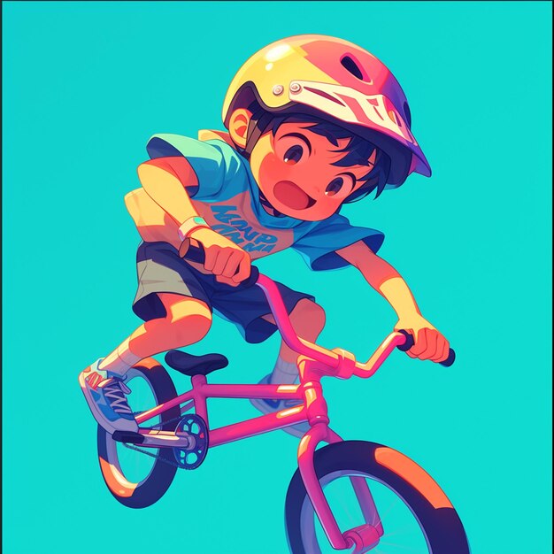 Vector a charlotte boy rides bmx in cartoon style