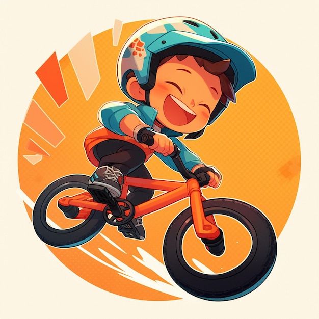 A Charlotte boy rides BMX in cartoon style