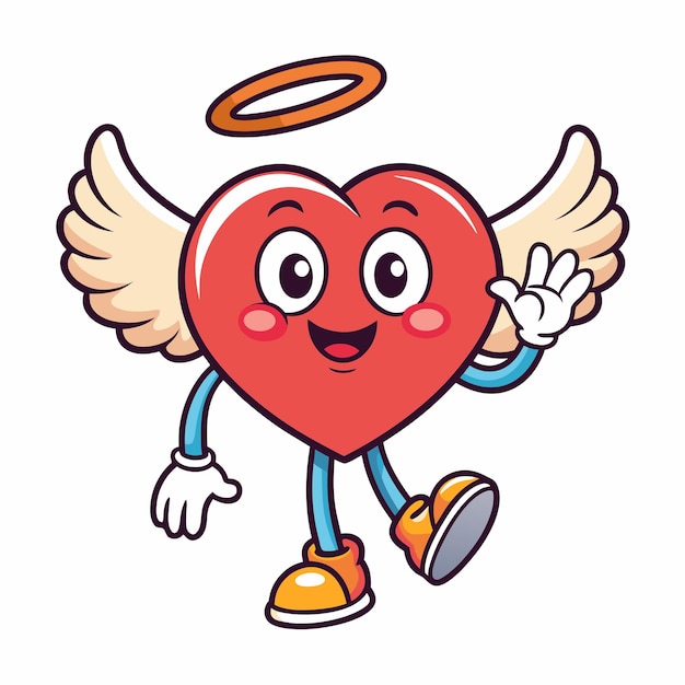 Charming Angel with Love and Waving Gesture Cartoon Vector Illustration