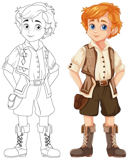 Vector charming boy character illustration