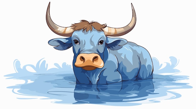 Charming Cartoon Illustration of Blue Ox