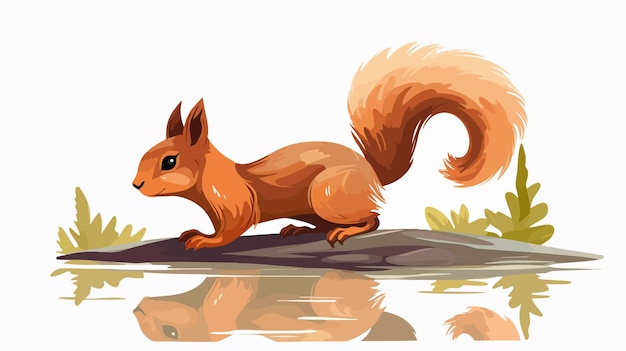 Charming Cartoon Illustration of Female Squirrel Walking