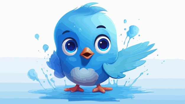 Charming Cartoon Illustration of Little Blue Bird