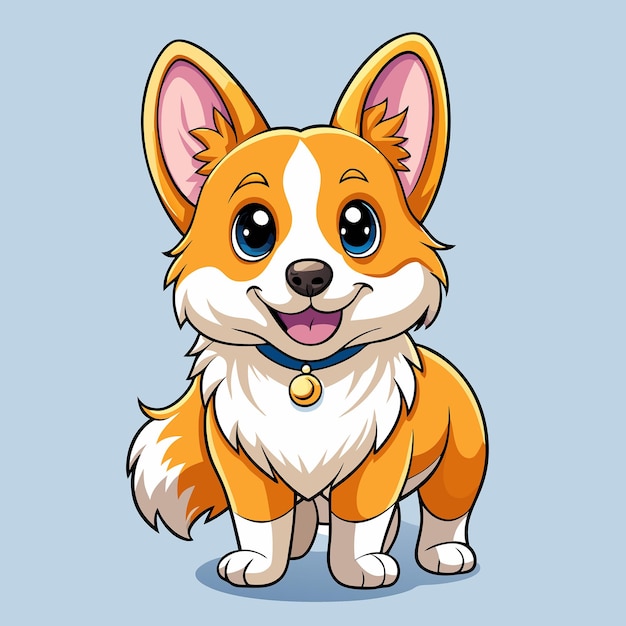 Vector charming collection of adorable corgi cartoon icons in vibrant illustrations