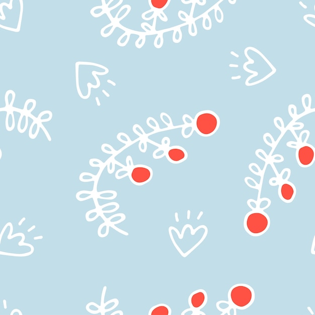 Charming festive vector pattern christmas doodle branches for print textile cards wrappers kids