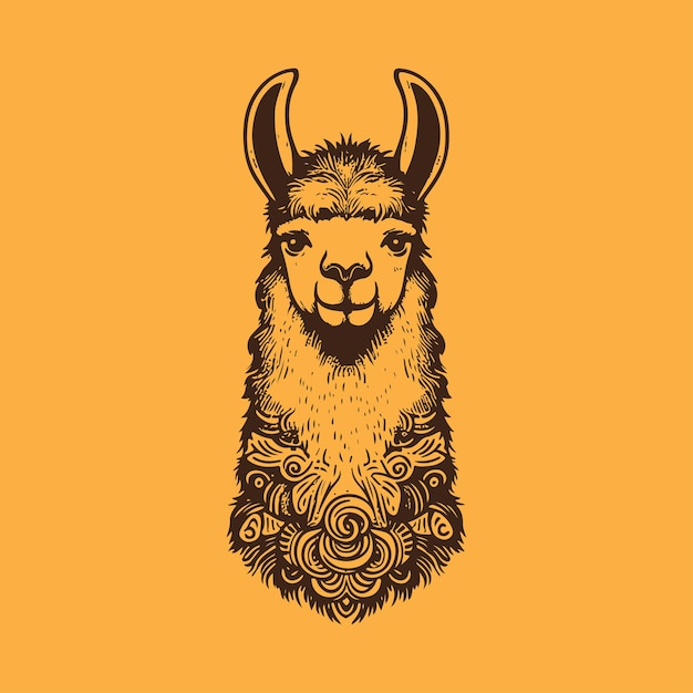 Charming Hand Drawn Llama Illustration