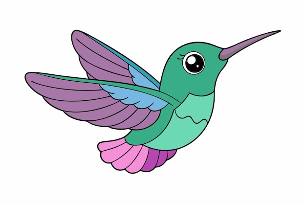 Vector charming hummingbird vector illustration cartoon clipart and line art design for printable graphic