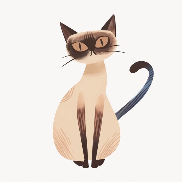 Vector charming illustrated siamese cat