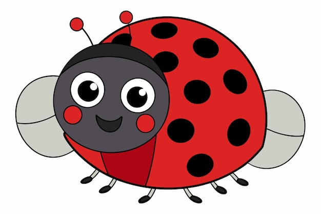 Vector charming ladybug vector illustration cartoon clipart and line art design for printable graphics