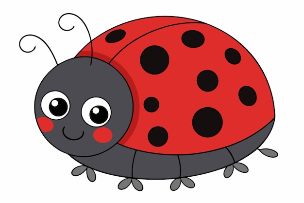 Vector charming ladybug vector illustration cartoon clipart and line art design for printable graphics