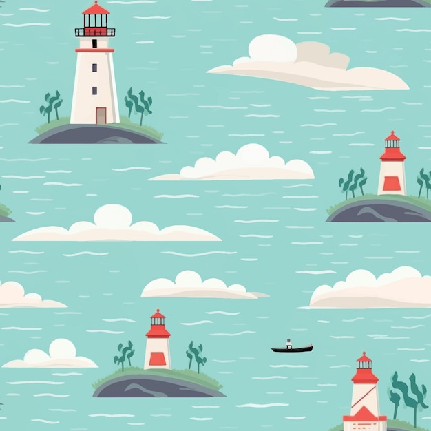 Charming nautical lighthouse pattern