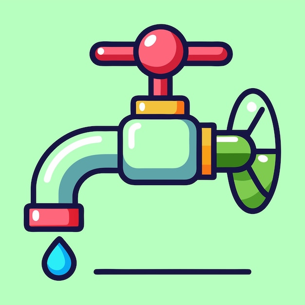 Charming Running Faucet Vector Detailed and Dynamic Illustration