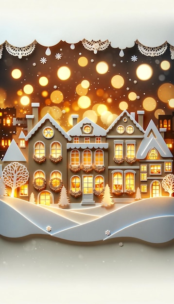 Charming winter village in papercut art