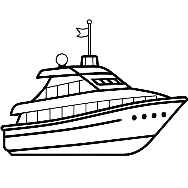 A charming yacht illustration for a kids coloring sheet