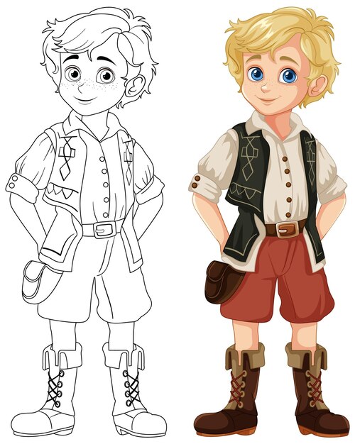 Vector charming young boy character illustration