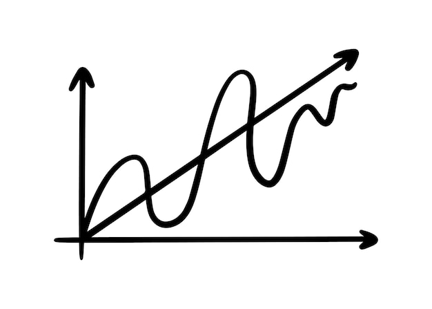 Chart curve graph rise business diagram doodle linear cartoon coloring