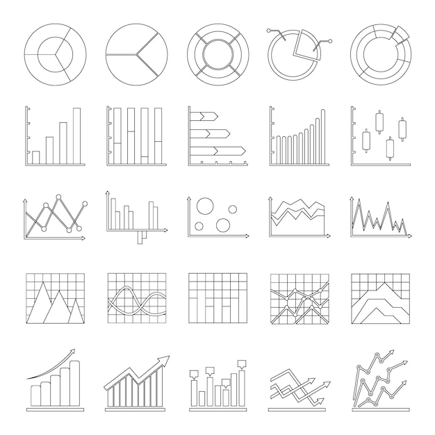 Chart diagram icon set