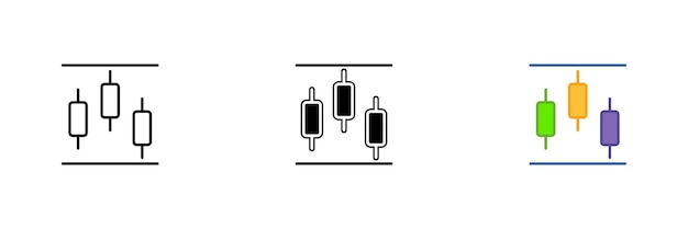 Chart icon icon Interest rate income and loss monitoring Vector set of icons in line black and colorful styles isolated on white background