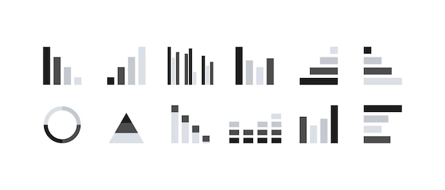 Chart icon set Bar graph Pie chart Table data Business concept Vector eps 10