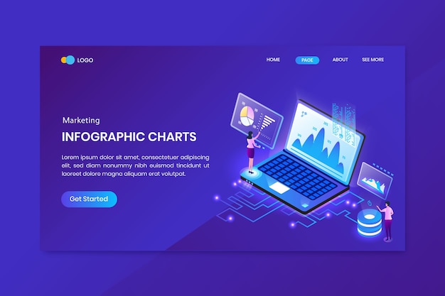 Chart Marketing Isometric Concept Landing Page