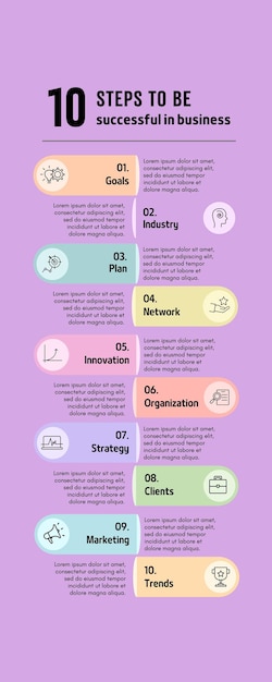 Vector chart for the top right one is a diagram of the basic rules colorful modern 10 steps to be success