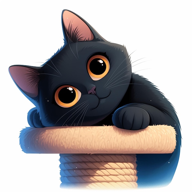 Vector chartreux cat climbing a cat tree