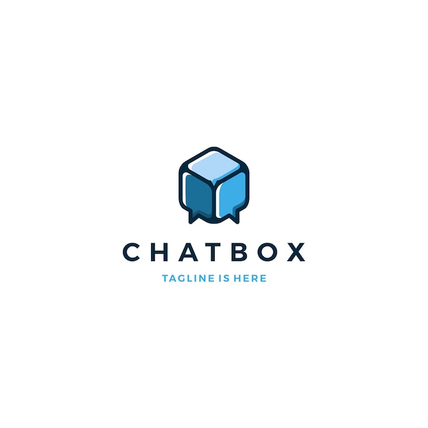 chat bubble cube box talk social logo vector icon template