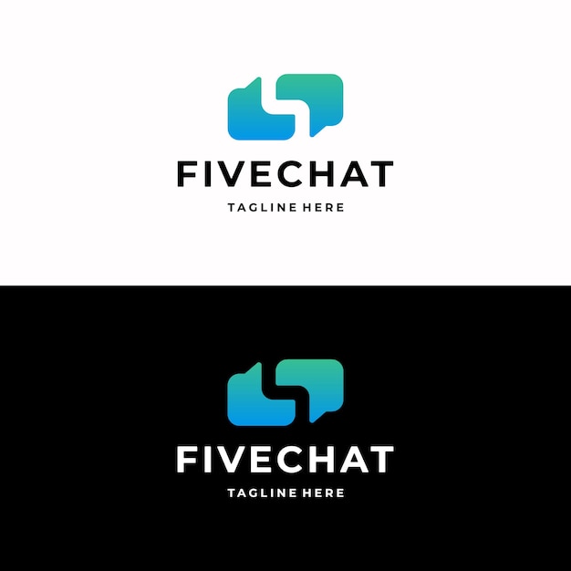 Chat Bubble with Number 5 Negative Space Logo Design Inspiration