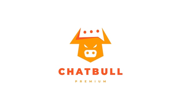 Chat Bull Logo Design Vector Illustration