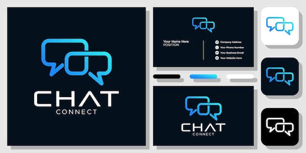 Chat Connect app communication mobile smartphone with business card template