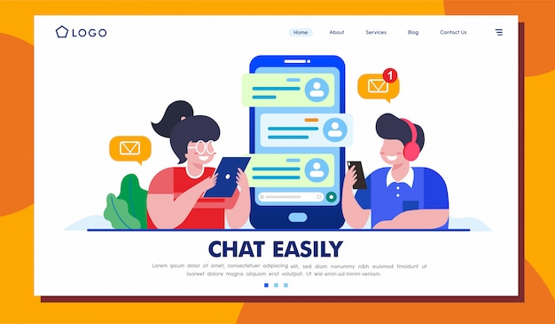 Chat easily landing page website illustration vector design