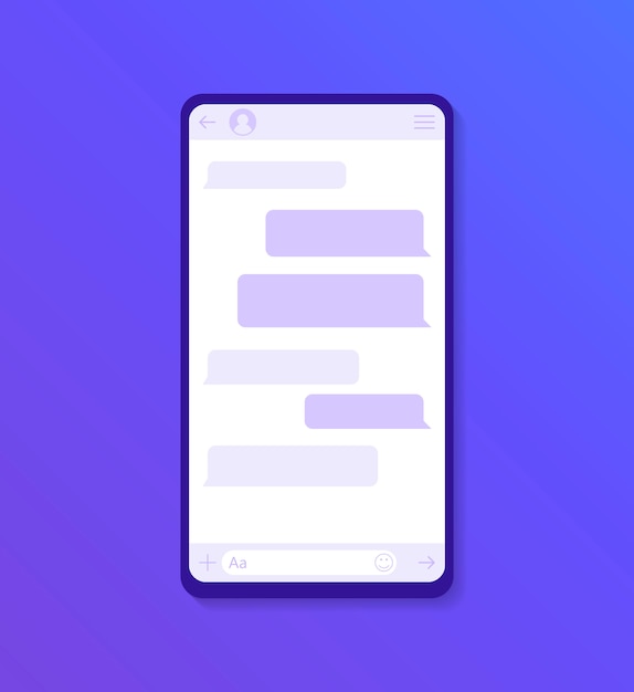 Chat Interface Application with Dialogue window. Clean Mobile UI  . Sms Messenger. Modern Flat style illustration