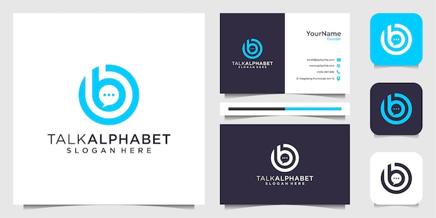 Chat and letter b logo with business card inspiration