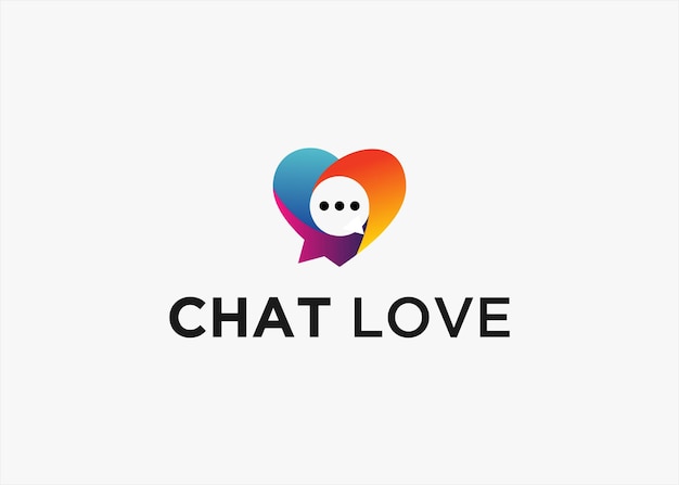 chat love logo design vector silhouette illustration