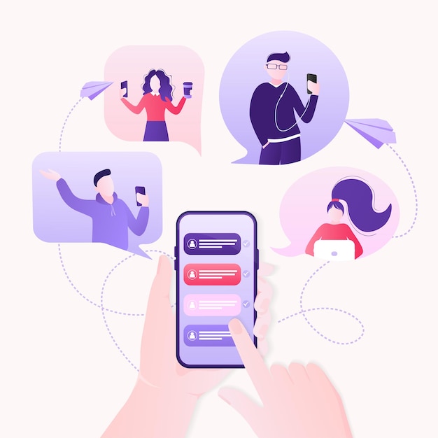 Chat people for concept design Vector text Business people teamwork Social media